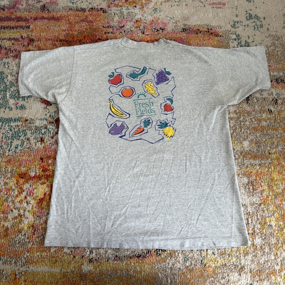 VINTAGE 90s Fresh Fields Grocery Graphic T Shirt XL